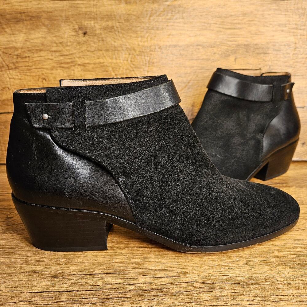 Madewell Cherley Black Leather Collar-stud bootie boots size 9.5